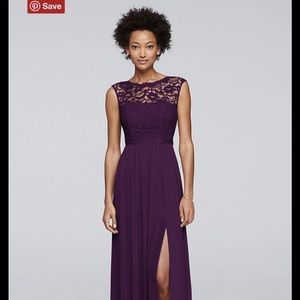 David’s Bridal Long Bridesmaid dress-PLUM Size 8